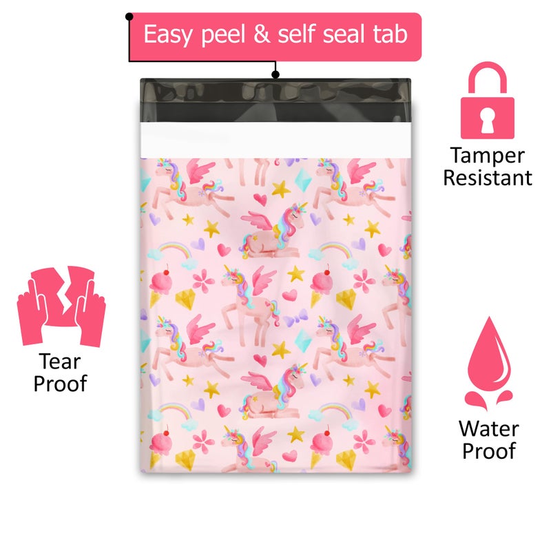 Pro Supply Global 10x13 (100) Rainbow Unicorn Designer Poly Mailers Shipping Envelopes Premium Printed Bags - Image 2